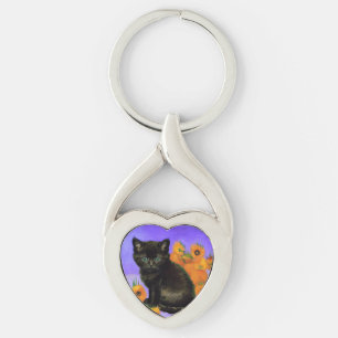 Llavero Van Gogh Black Kitten con girasoles