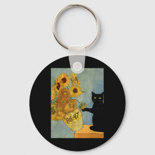 Llavero Van Gogh Gato Negro Con Sunflowers 8647 Res Sutile