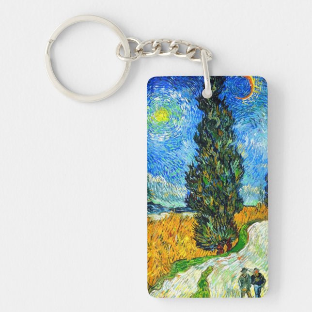 Llavero Van Gogh Road con Cypress y Star (Frente)