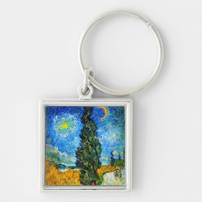 Llavero Van Gogh Road con Cypress y Star (Frente)