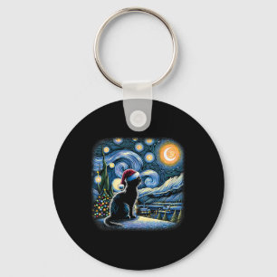 Llavero Van Gogh Starry Night Cat Gracioso Gato Negro Chri
