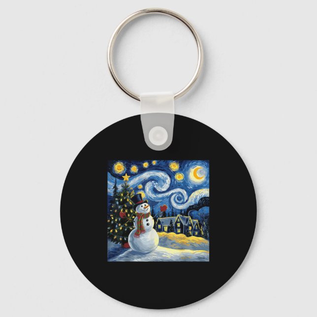 Llavero Van Gogh Starry Night Christmas Snowman Winter Sno (Anverso)