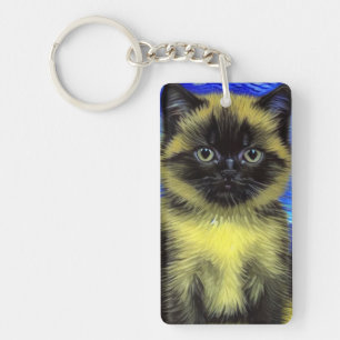 Llavero Van Gogh Starry Night Siamese Cat