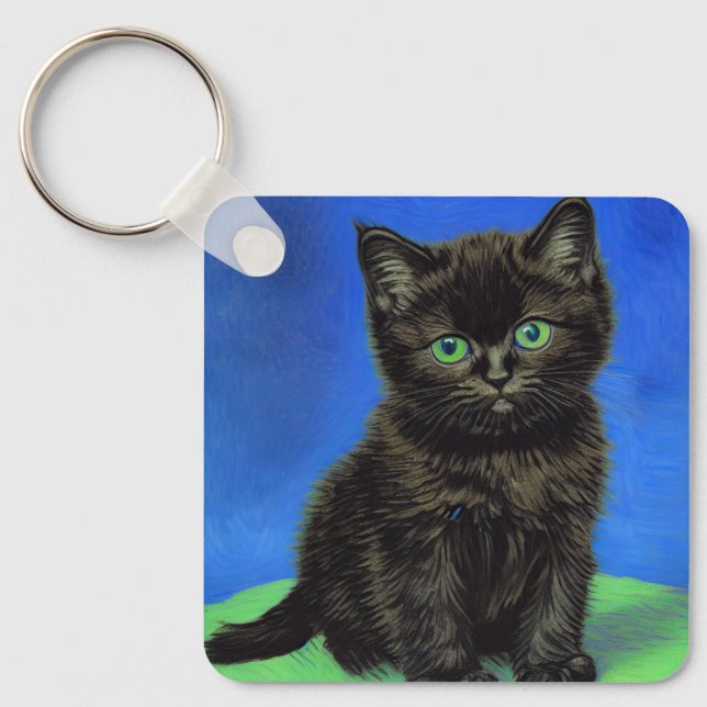 Llavero Van Gogh Style Black Kitten (Anverso)