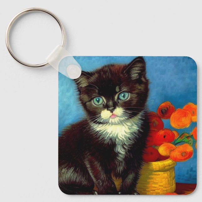 Llavero Van Gogh Tuxedo Cat (Anverso)