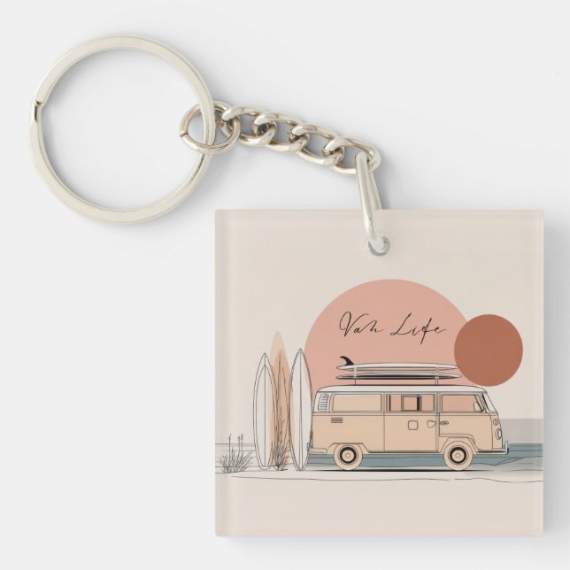 Llavero Van Life Surf Van – Retro Beach Camper Aesthetic  (Frente)