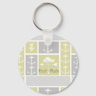 Llavero Vane del clima de peces náutico amarillo y gris