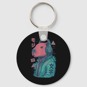 Llavero Vaporwave Capybara Anime de arte japonés Manga Uki