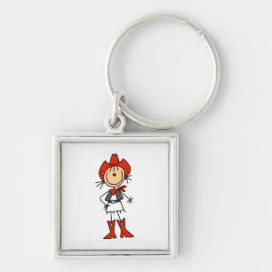 Llavero Vaquera en camisetas rojas y regalos