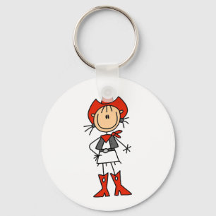 Llavero Vaquera en camisetas rojas y regalos