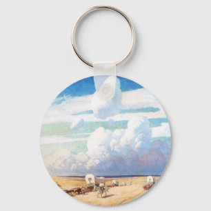 Llavero Vaqueros occidentales antiguos, carretas cubiertas