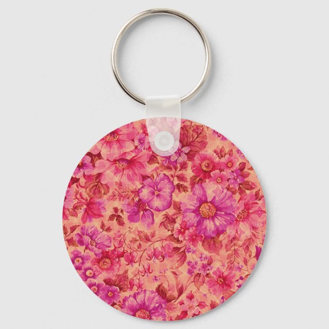 Llavero Various Blooming Flowers in Warm Pink and Purple (Anverso)