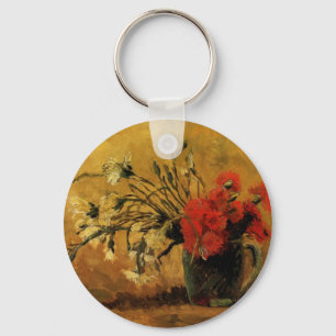 Llavero Vase con claveles rojos y blancos