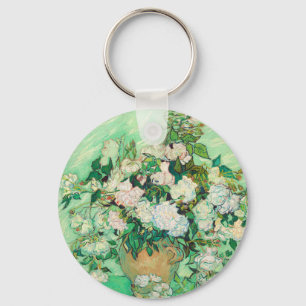 Llavero Vaso de Vincent Van Gogh con Rosas Rosadas Arte Fi