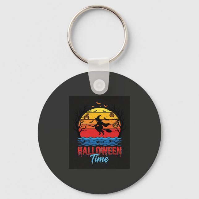 Llavero Vector Bruja Atardecer Halloween (Anverso)