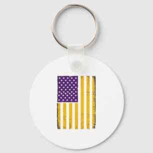 Llavero Vector de bandera estadounidense morada y dorada c