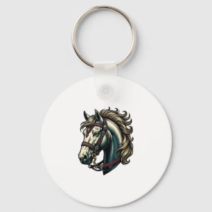 Llavero Vector de cabeza de caballo de grabado vintage