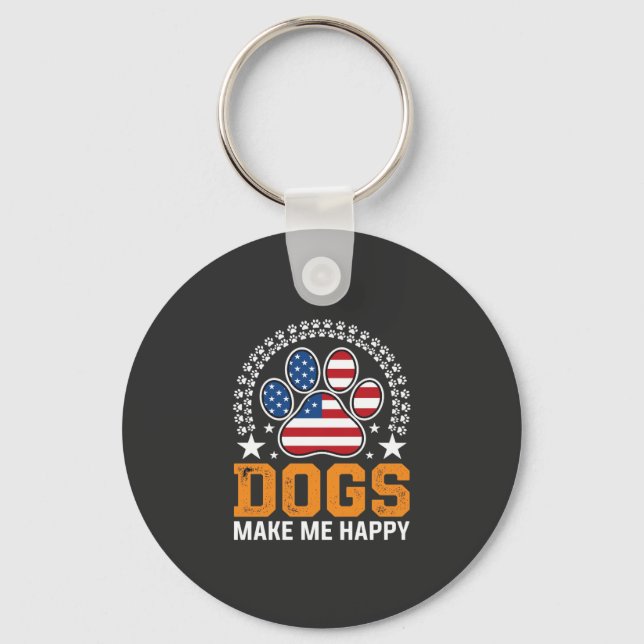 Llavero Vector de huella de pata de perros patrióticos (Anverso)
