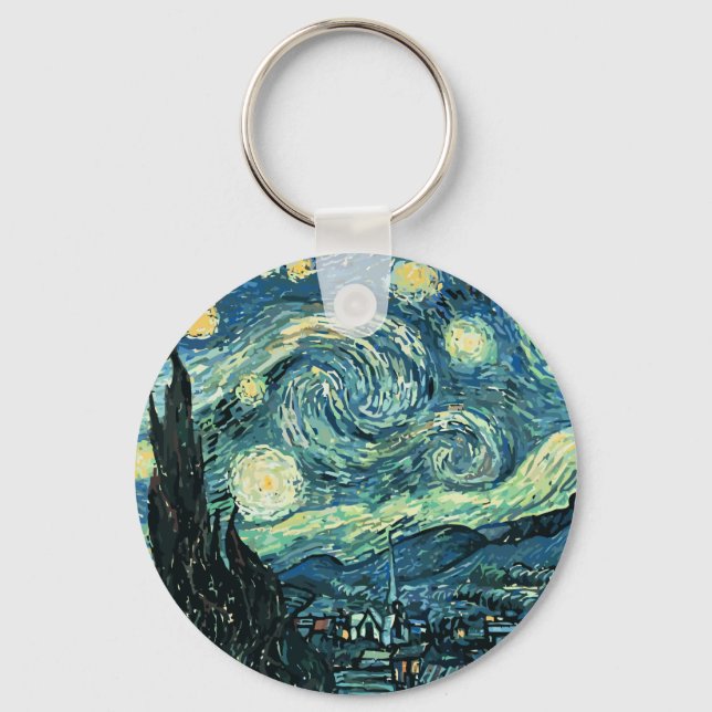 Llavero Vector de noche estrellado de Van gogh (Anverso)