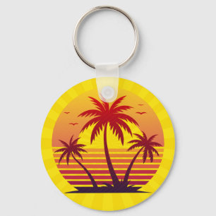 Llavero Vector de puesta de sol con palmeras