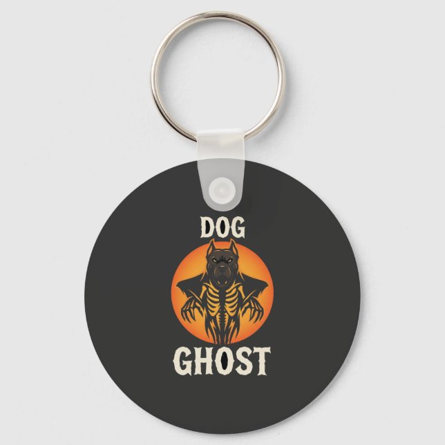 Llavero Vector Fantasma de Perro Terror de Halloween (Anverso)