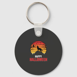 Llavero Vector Lobo Atardecer Feliz Halloween