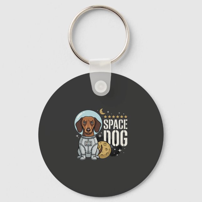 Llavero Vector perro astronauta dachshund espacial (Anverso)