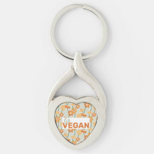 Llavero ¡Vegan! Flores retro de los años 70 apagadas