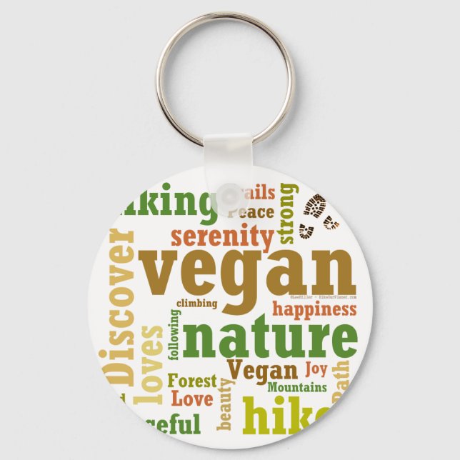 Llavero Vegan Hiker Hiking Word Cloud (Anverso)