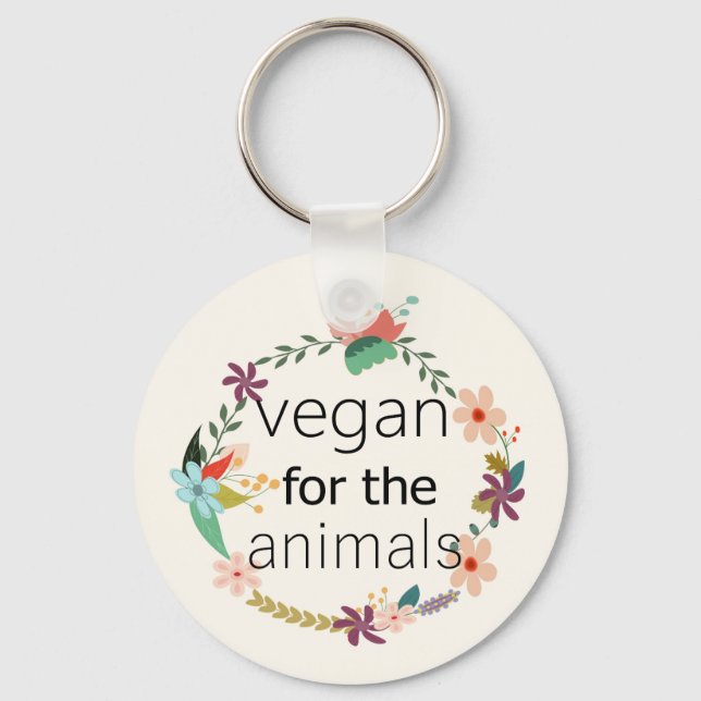 Llavero Vegan por el diseño floral de los animales (Anverso)