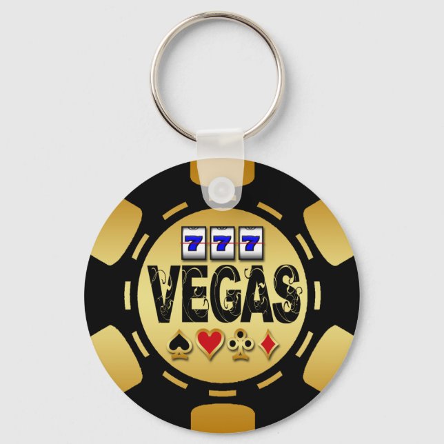 LLAVERO VEGAS GOLD Y BLACK POKIP CHIP (Anverso)