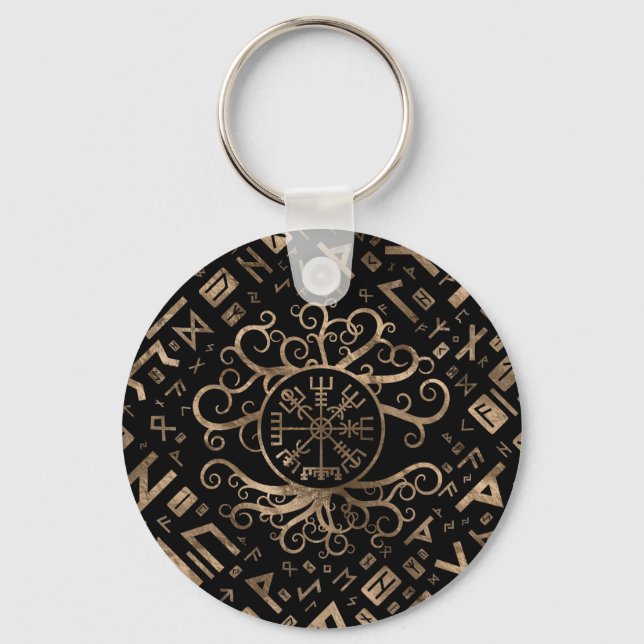 Llavero Vegvisir Árbol de vida Yggdrasil y Runes (Anverso)