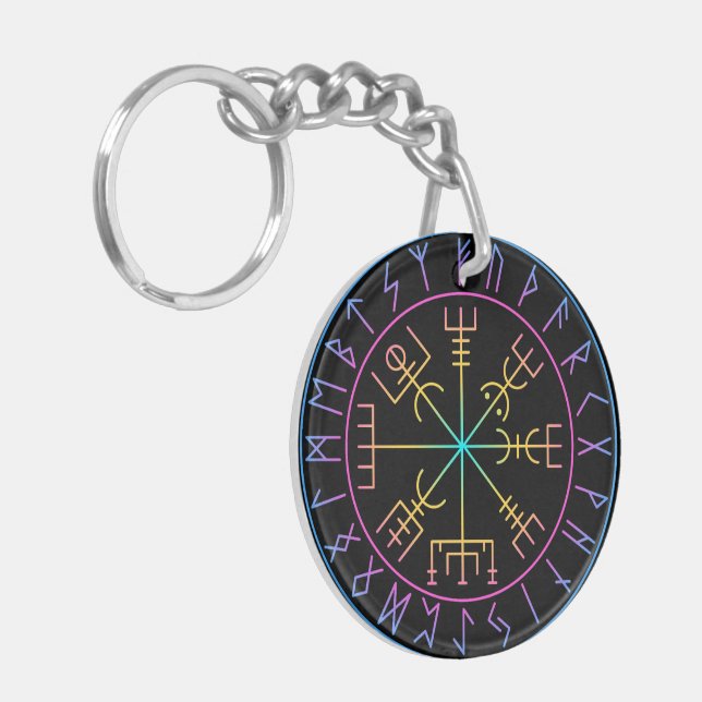 Llavero Vegvisir Viking Compass Symbol Design (Frente Izquierda)