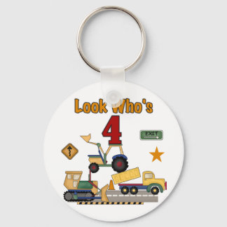 Llavero Vehículos de construcción 4 camisetas de cumpleaño