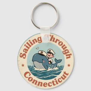 Llavero Vela Vintage a Través de Ballena de Connecticut