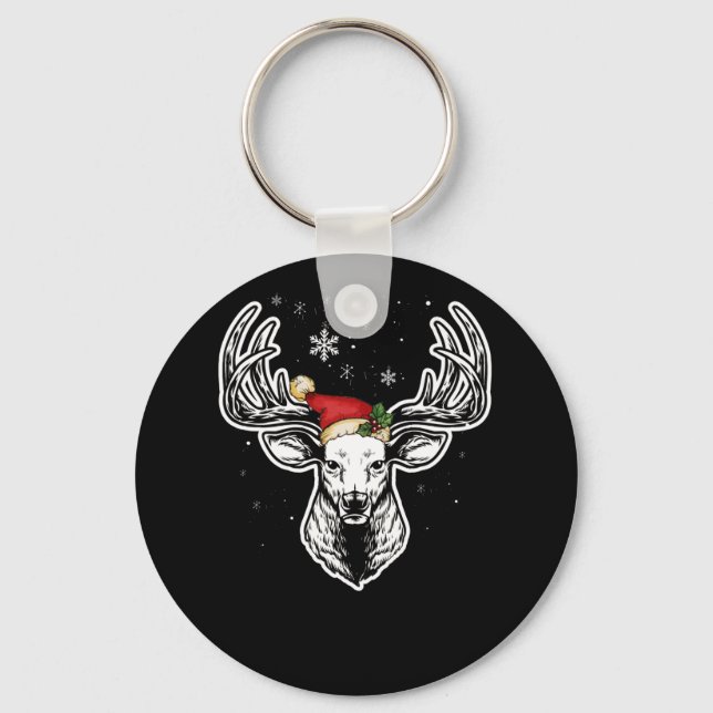 Llavero Venado con Navidades de Santa Hat Pajama Caza Rega (Anverso)