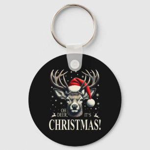 Llavero Venado con Santa Hat Oh ciervo Son Navidades