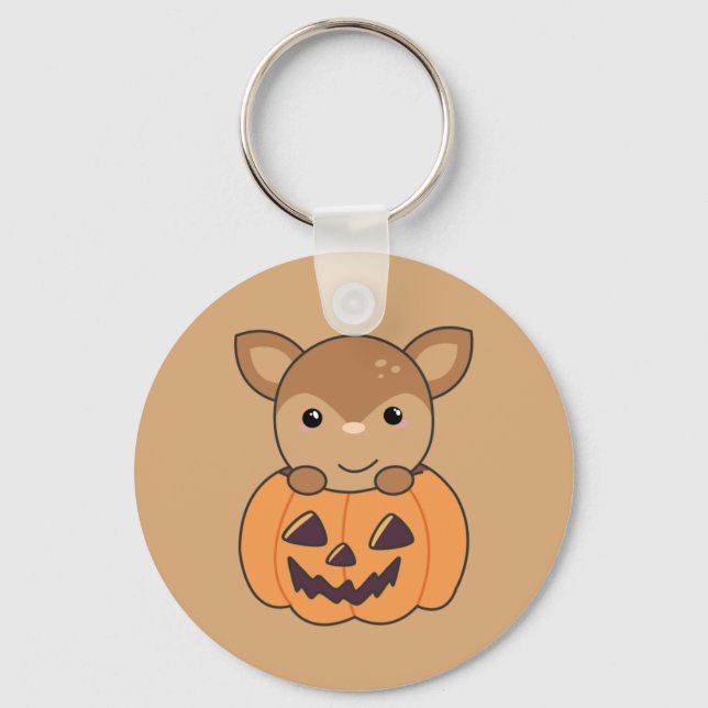 Llavero Venado En Calabaza Dulce Venado Feliz Halloween Ke (Anverso)