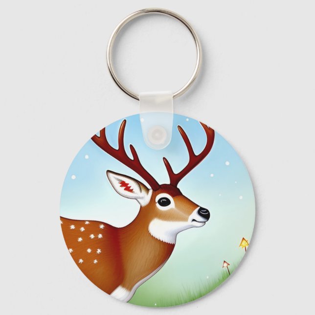 Llavero Venado en invierno Wonderland Scene (Anverso)
