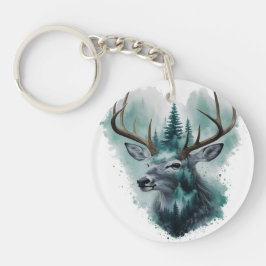 Llavero Venado majestuoso con bosque