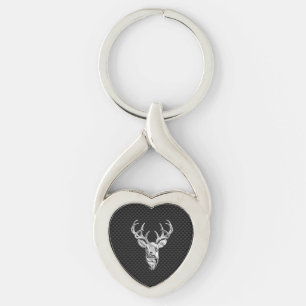 Llavero Venado plateado con decoración de fibra de carbono