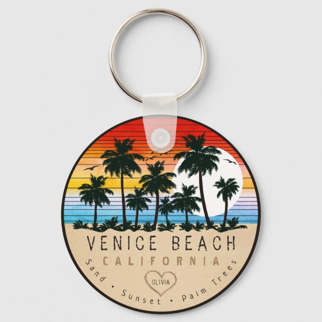 Llavero Venecia Beach California Retro Palmeras Souvenir (Anverso)