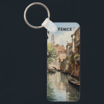 Llavero Venecia Vintage<br><div class="desc">Un regalo perfecto para un ser querido que ama o planea visitar Venecia. Un elegante canal de Venecia con sus casas adyacentes,  Keyring. El texto es opcional y se puede eliminar a través de la pestaña de personalización.</div>