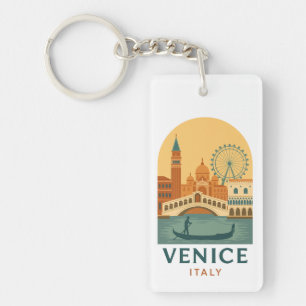 Llavero Venecia Vintage Italia Viaje Retro Gondola y Ciuda