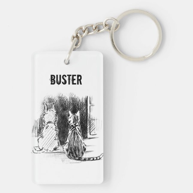 Llavero Ventana Mirando al Perro y al Gato, Simpatía Masco (Atrás)