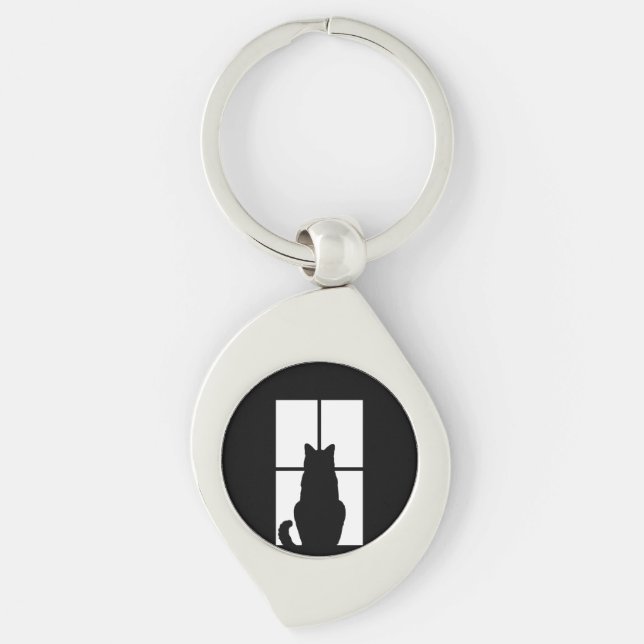 Llavero Ventana Pulso de gato negro para Personalizar una  (Anverso)