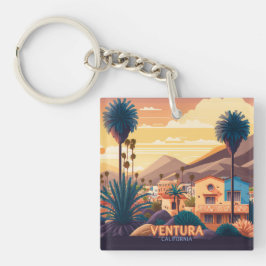 Llavero Ventura Sunset Mountains Southern California Retro