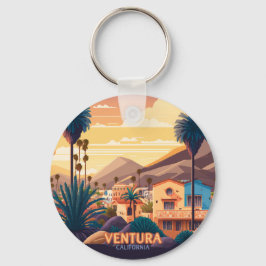 Llavero Ventura Sunset Mountains Southern California Retro