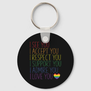 Llavero Veo Acepto Respeto Apoyo Admiro Amo a Ustedes Lgbt