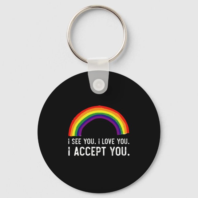 Llavero Veo Que te amo, te acepto como un orgullo gay (Anverso)